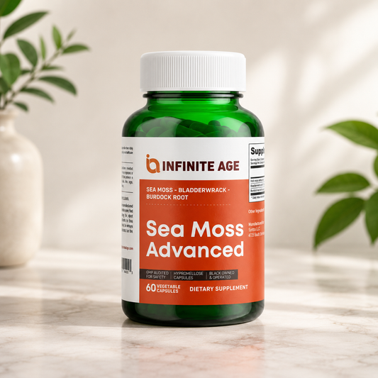 Infinite Age Sea Moss Advanced Superfood 1250mg – Vegan Sea Moss Supplement, 60 Capsules