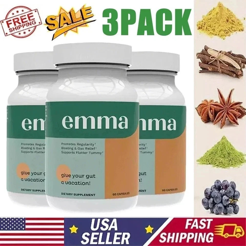 Emma Gut Health Supplement, 3 Pack, 180 Capsules, Digestive Wellness Support